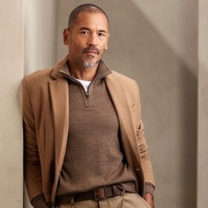 Banana Republic XL Brown Wool Blend 1/2 Zip Sweater